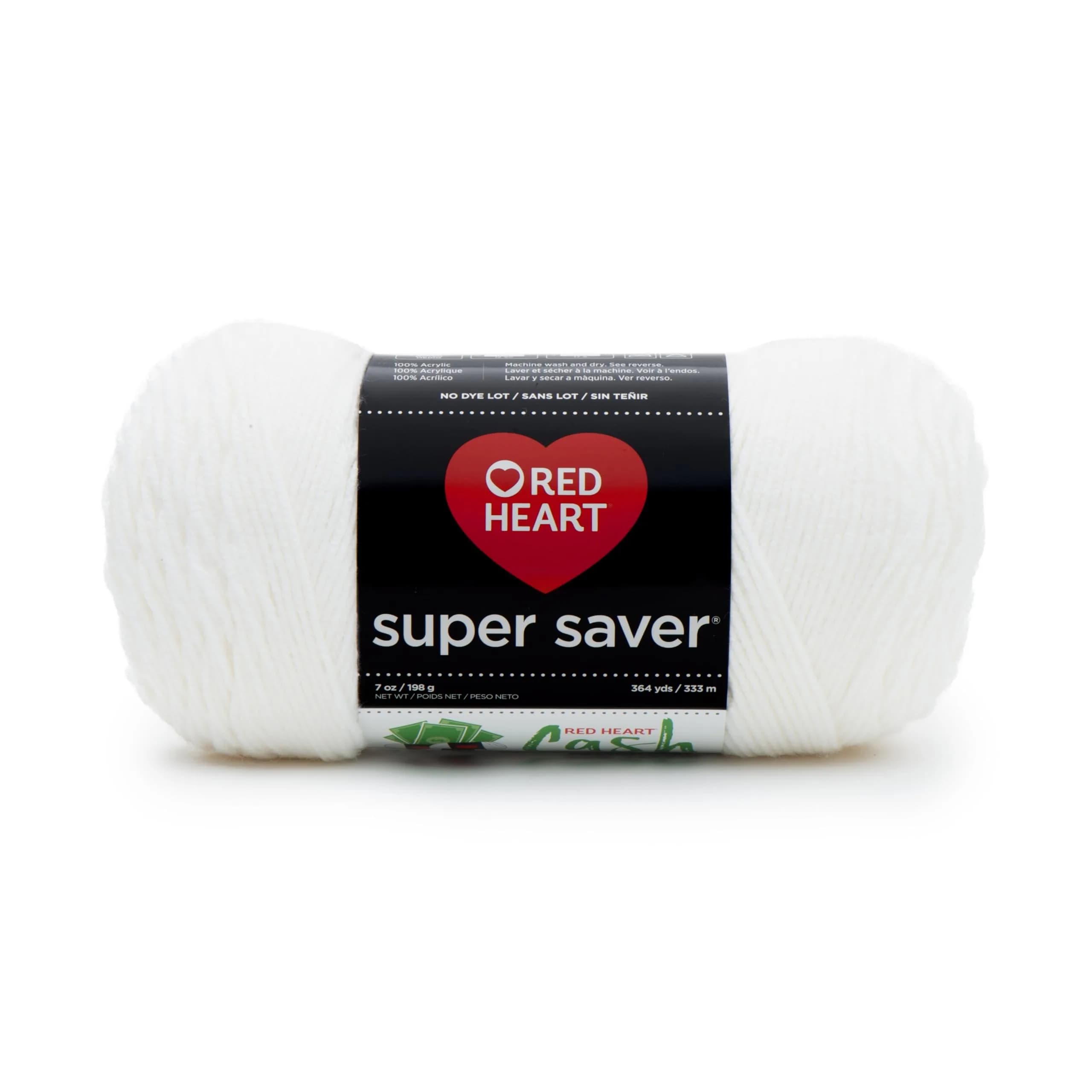 Red Heart Super Saver Yarn for Crocheting & Knitting, White, Single | Medium Worsted Acrylic Yarn for Beginners & Experts