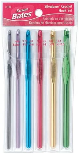 Susan Bates Silvalume Aluminum Crochet Hook Set with Pouch, Sizes F-K (3.75mm-6.5mm) | Smooth Anodized Finish thumbnail 1