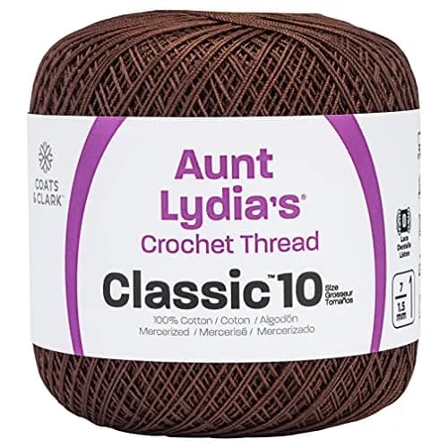 Aunt Lydia's Crochet Cotton Classic Size 10 Thread 350yd (320m) Fudge Brown | High Luster Mercerized Cotton for Projects thumbnail 1