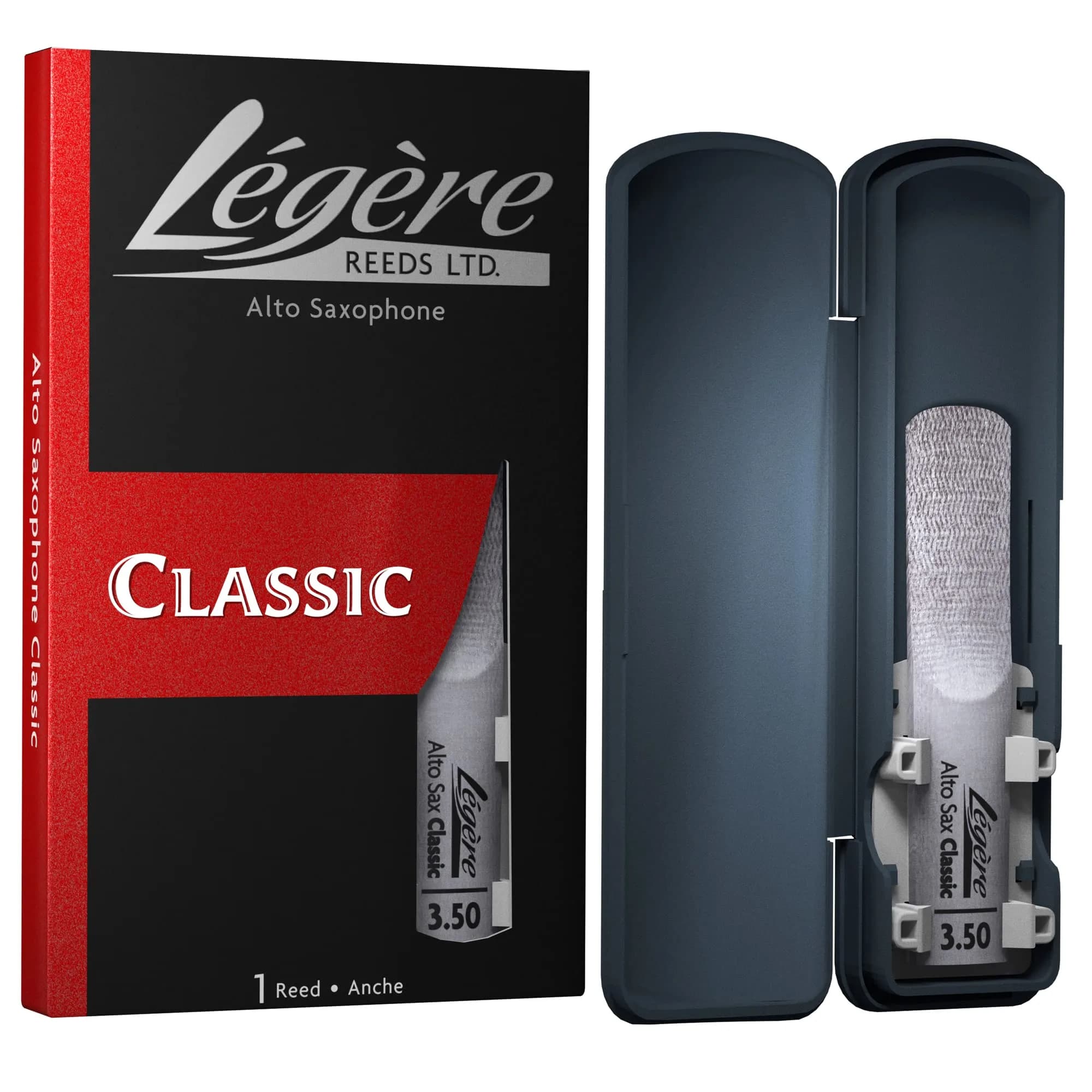 Legere Alto Saxophone Reed Classic Strength 3.50 (AS3.5) | Easy-Playing, Durable, Synthetic Student Saxophone Reed — Strength 3.50