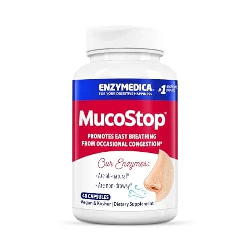 Enzymedica MucoStop Caps - Helps Clear Mucus - 48 Capsules | Natural Enzyme Support for Sinus & Respiratory Comfort thumbnail 1