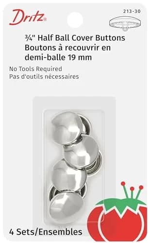 Dritz Half Ball Cover Buttons Size 30 | 3/4-Inch Nickel Finish for Sewing & Home Decor thumbnail 1