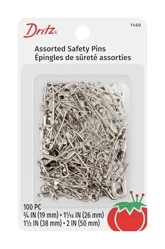 Dritz Safety Pins Nickel Plated Steel Assorted Sizes | Household & Craft Use (70-120 chars) thumbnail 1