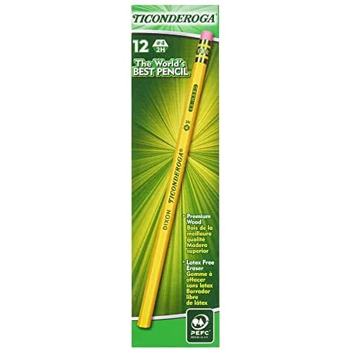 Ticonderoga Wood-Cased Pencils #4 2H Extra Hard Yellow 12 Count | Smooth Graphite for Precise Lines thumbnail 1