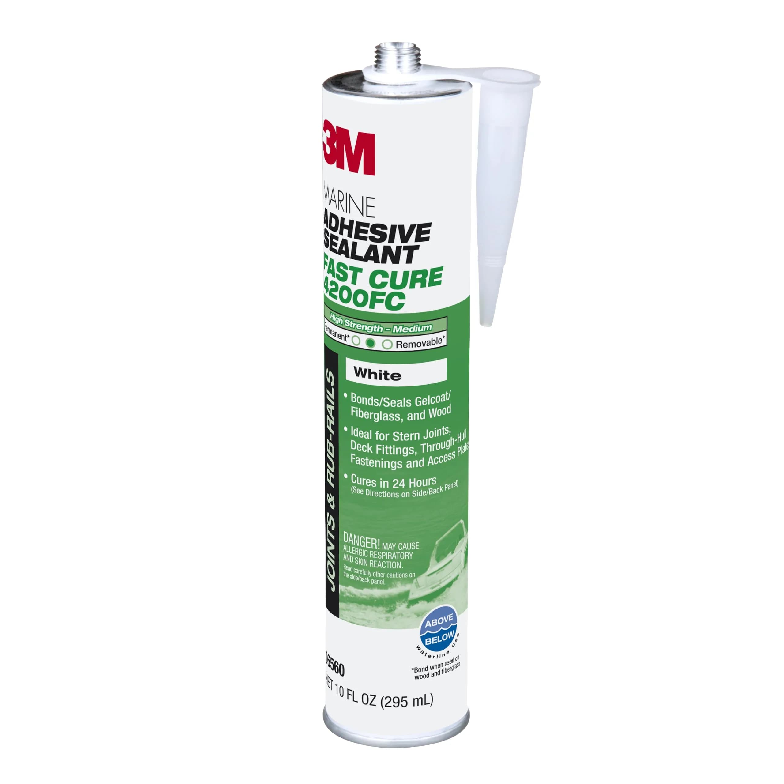 3M Marine Adhesive Sealant 4200FC Fast Cure White 3 oz (88.7 ml) Tube | Bonds Dissimilar Materials Above & Below Waterline — Black / 12.8 fl oz