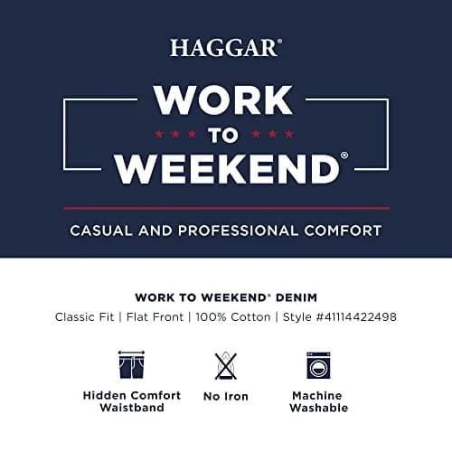 Haggar Men's Classic Fit Work to Weekend Denim Pant | Mid Rise, 38W x 32L, Light Stonewash thumbnail 5