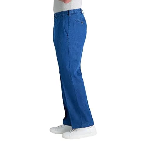 Haggar Men's Classic Fit Work to Weekend Denim Pant | Mid Rise, 38W x 32L, Light Stonewash thumbnail 3