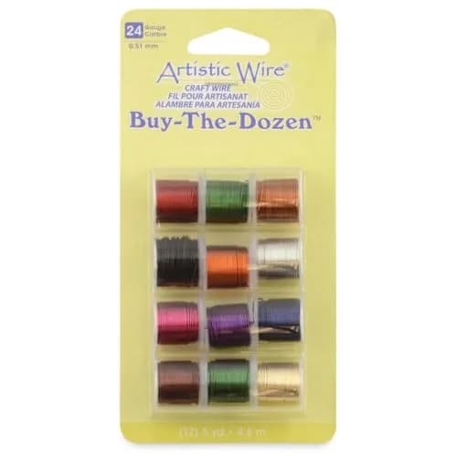 Artistic Wire 24 Gauge Tarnish Resistant Colored Copper Craft Wire | 5 yd Spools, 12-Pack, Assorted Colors (0.51 mm) thumbnail 1