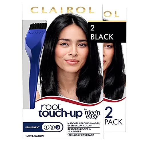 Clairol Permanent Root Touch-Up Hair Color, Black (2 Count, 0.25 lb) | Blends Salon Shades in 10 Minutes thumbnail 1