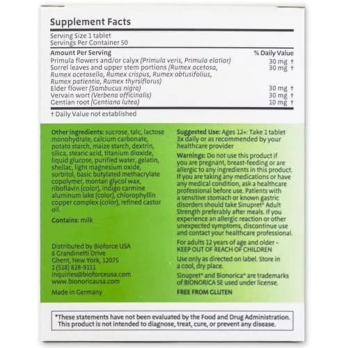 Bionorica Sinupret Adult Strength Sinus - Immune Support Supplement - All Natural - Herbal Nasal Passage & Immunity Boost - 50 Tablets | Herbal Nasal & Sinus Support thumbnail 5