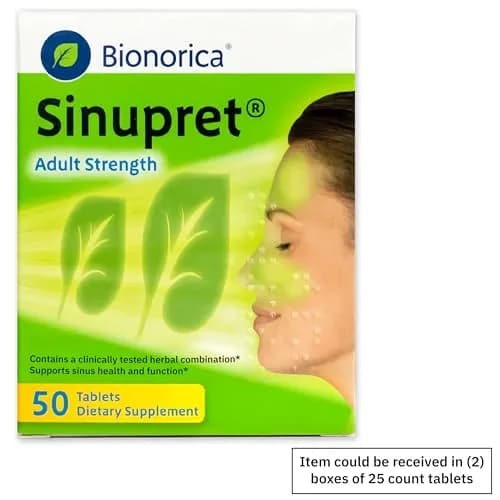 Bionorica Sinupret Adult Strength Sinus - Immune Support Supplement - All Natural - Herbal Nasal Passage & Immunity Boost - 50 Tablets | Herbal Nasal & Sinus Support thumbnail 2