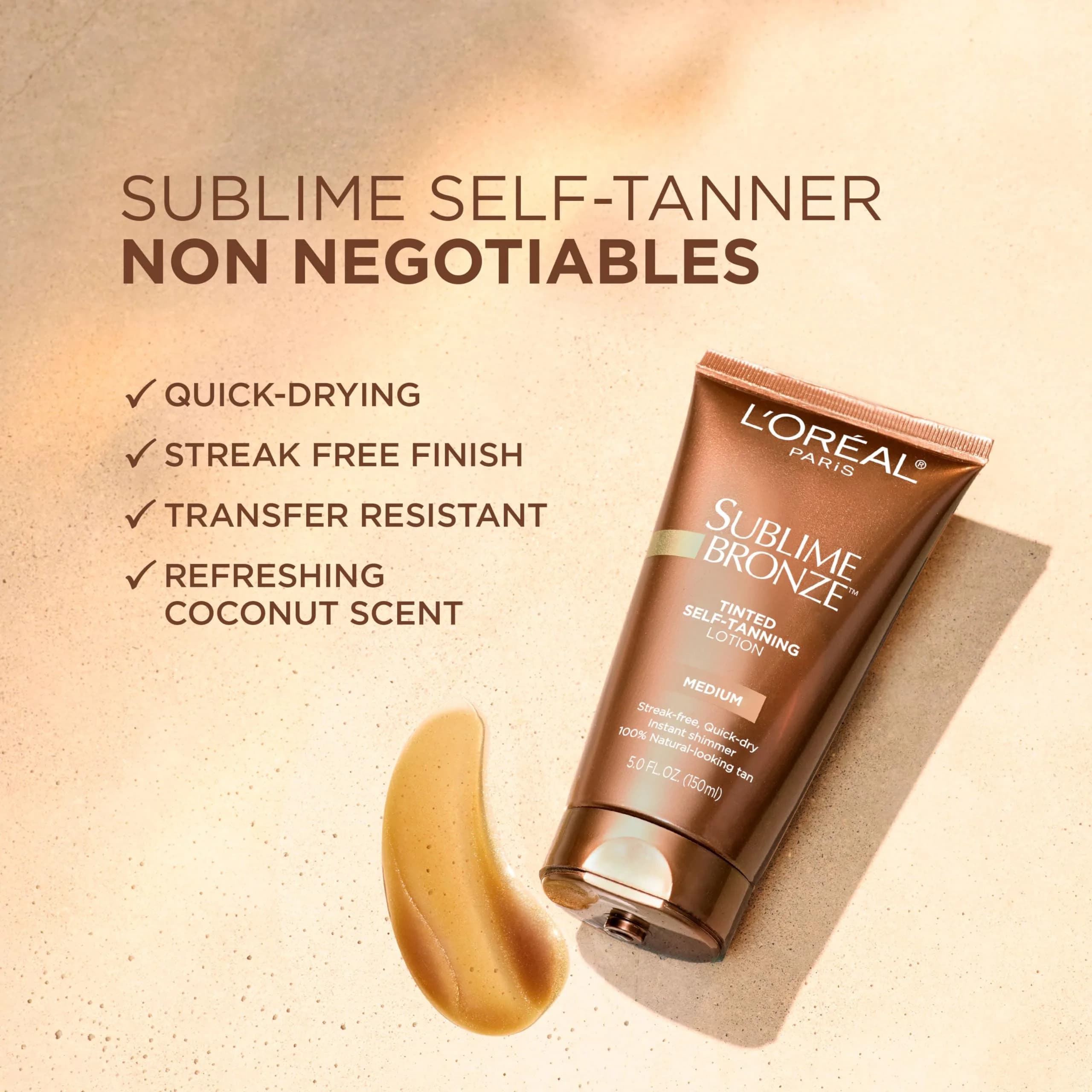 L'Oreal Paris Sublime Bronze Tinted Self-Tanning Lotion, Medium Natural Tan 148ml (5 fl. Oz) | Streak-Free Tan with Vitamin E - view 6