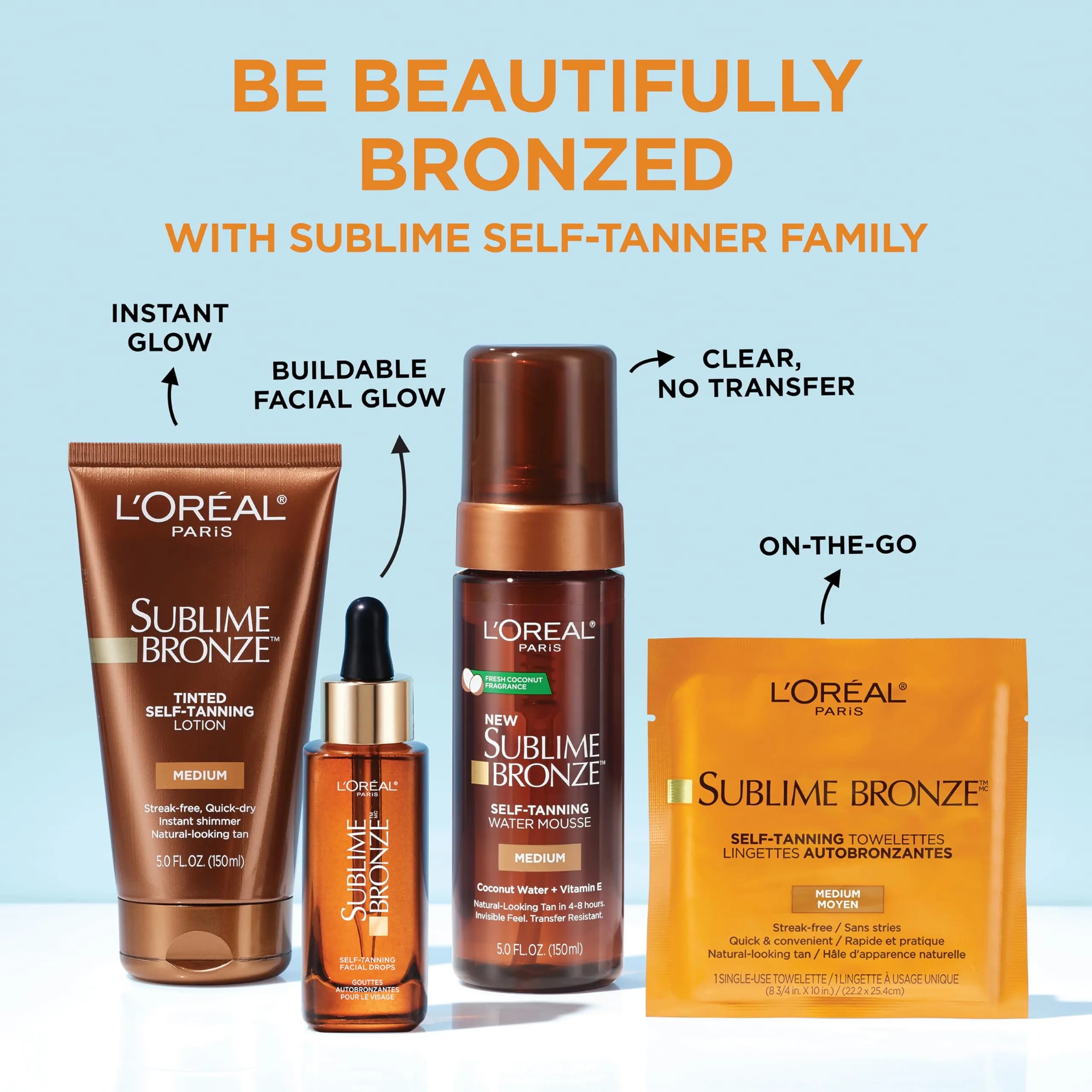 L'Oreal Paris Sublime Bronze Tinted Self-Tanning Lotion, Medium Natural Tan 148ml (5 fl. Oz) | Streak-Free Tan with Vitamin E - view 8