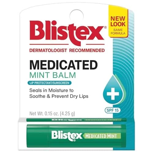 Blistex Medicated Mint Lip Balm Stick 0.15 Oz (4.4 ml) | Soothes & Protects Dry, Chapped Lips thumbnail 1