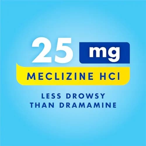 Bonine Meclizine HCl Motion Sickness Relief 16 Ct | Non-Drowsy, Raspberry Chewable Tablets thumbnail 2