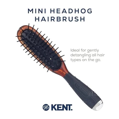Kent Minihog Detangler Brush Tortoiseshell | Anti Static Hair Brush with Rounded Nylon Bristles for All Hair Types, Travel Brush with Ergonomic Grip thumbnail 3