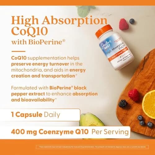 Doctor's Best High Absorption CoQ10 400mg Veggie Caps 60 Count (240mg) | Supports Heart Health & Cellular Energy thumbnail 4