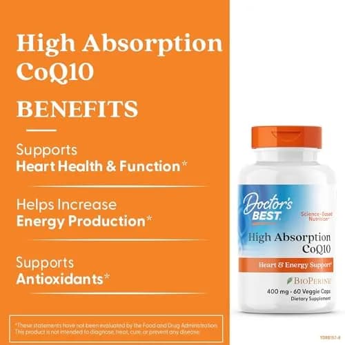 Doctor's Best High Absorption CoQ10 400mg Veggie Caps 60 Count (240mg) | Supports Heart Health & Cellular Energy thumbnail 3