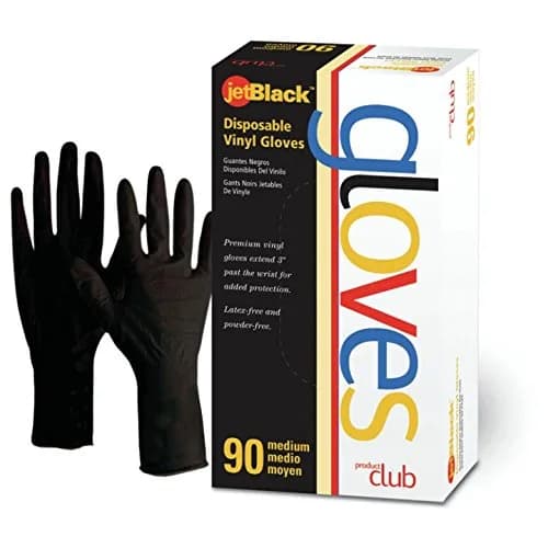 Product Club JetBlack Vinyl Gloves, Black, Large, 90 Count | Latex-Free, Powder-Free, Durable — Large