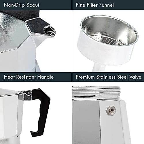 Primula Classic Stovetop Espresso & Coffee Maker 3 Cup | Compact Aluminum Moka Pot for Rich Espresso thumbnail 3