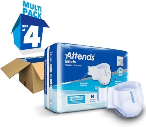 Attends Adult Incontinence Briefs Medium Max Absorbency | Breathable, Discreet Fit, 96 Briefs thumbnail 6