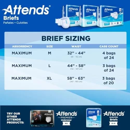 Attends Adult Incontinence Briefs Medium Max Absorbency | Breathable, Discreet Fit, 96 Briefs thumbnail 7