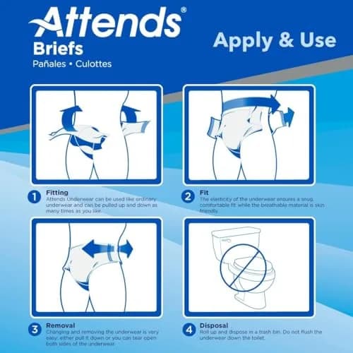 Attends Adult Incontinence Briefs Medium Max Absorbency | Breathable, Discreet Fit, 96 Briefs thumbnail 8