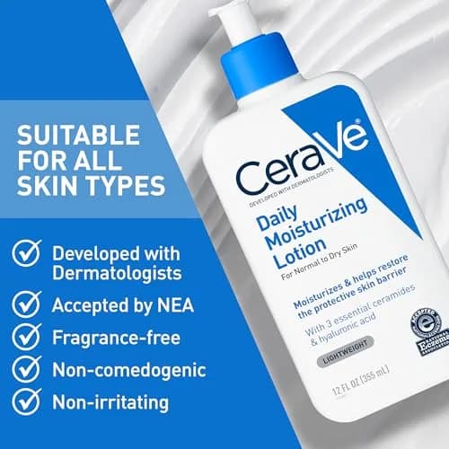 CeraVe Daily Moisturizing Lotion for Dry Skin, Body & Face 12oz (355ml) | Dermatologist Developed, Non-Comedogenic thumbnail 5