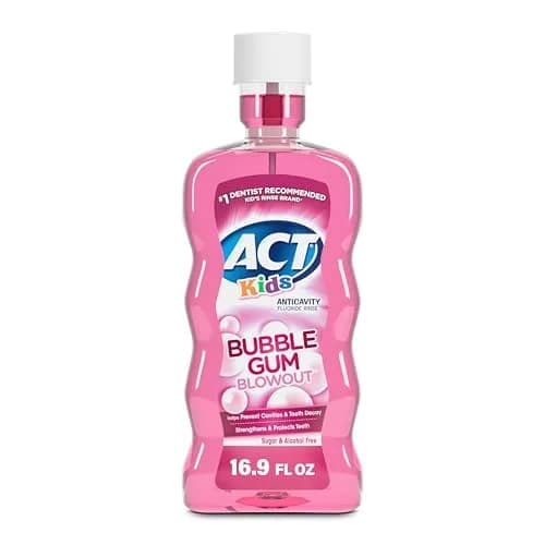 ACT Kids Anti-Cavity Fluoride Rinse, Bubble Gum Blowout, 479ml (16.9 Fl Oz) | Maximum Strength Fluoride thumbnail 1