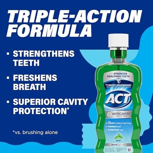 ACT Anticavity Zero Alcohol Fluoride Mouthwash 532ml (18 fl oz) | Dentist Recommended Brand for Cavity Prevention thumbnail 4
