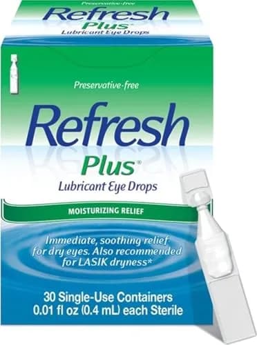 Refresh Plus Lubricant Eye Drops Preservative-Free Artificial Tears 0.4 mL (0.01 Fl Oz) 30 Single-Use Vials | FDA Approved Medication thumbnail 1