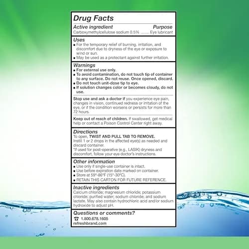 Refresh Plus Lubricant Eye Drops Preservative-Free Artificial Tears 0.4 mL (0.01 Fl Oz) 30 Single-Use Vials | FDA Approved Medication thumbnail 7