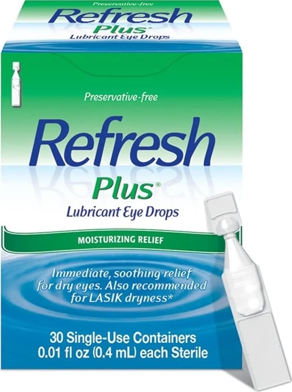 Refresh Plus Lubricant Eye Drops Preservative-Free Artificial Tears 0.4 mL (0.01 Fl Oz) 30 Single-Use Vials | FDA Approved Medication - main product image