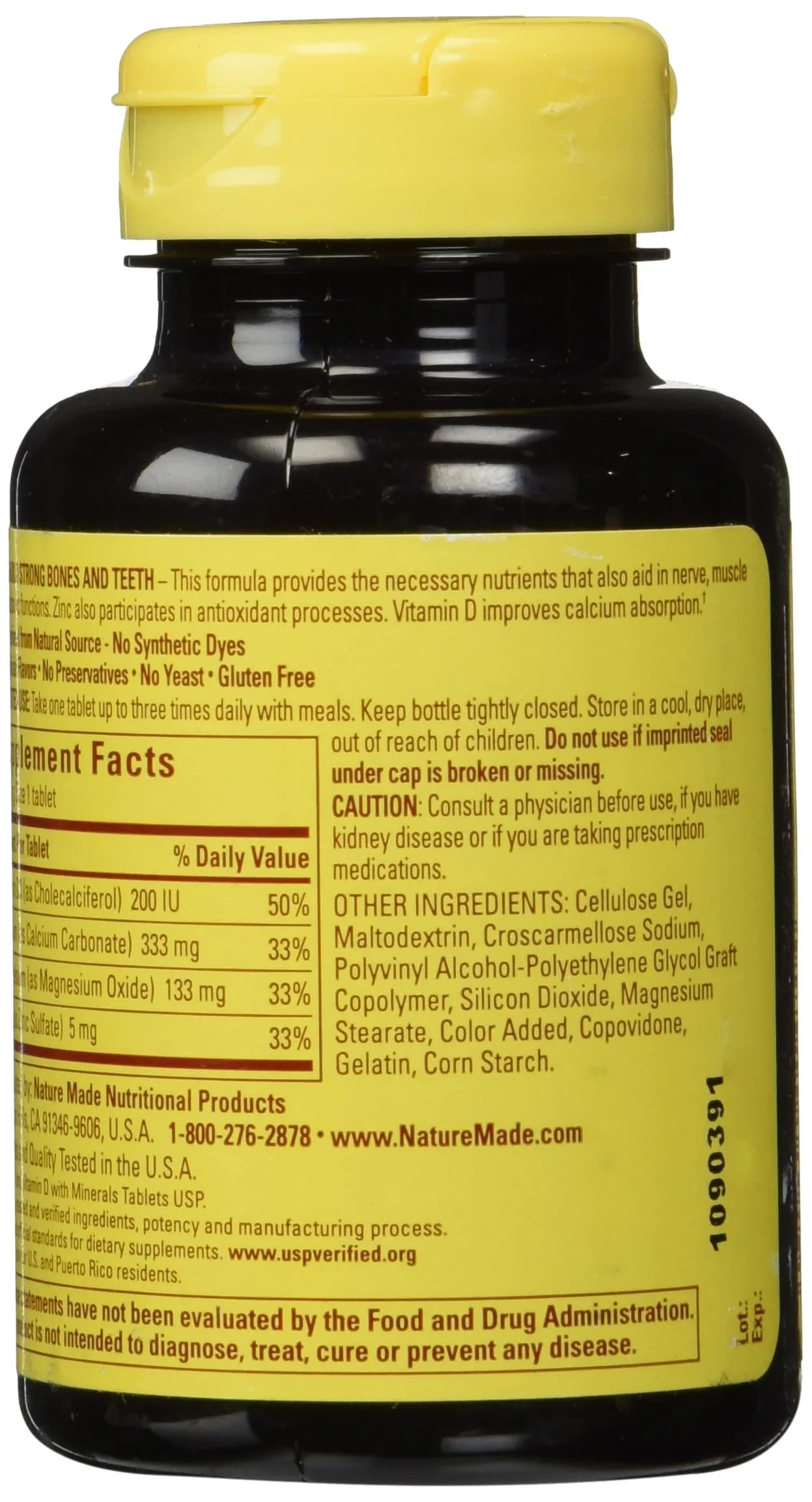 Nature Made Calcium Magnesium Zinc Tabs 100 Count | Supports Bone Health & Muscle Function - view 2