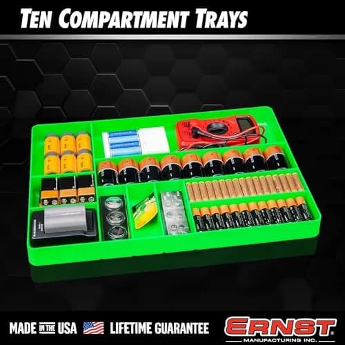 Ernst Manufacturing 10 Compartment Drawer Organizer Tray 27.9cm (11 in) x 40.3cm (16 in) x 3.8cm (1.5 in) | Stackable Red Plastic Tool Storage thumbnail 4