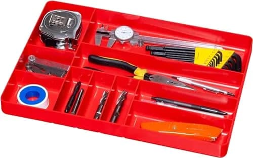 Ernst Manufacturing 10 Compartment Drawer Organizer Tray 27.9cm (11 in) x 40.3cm (16 in) x 3.8cm (1.5 in) | Stackable Red Plastic Tool Storage thumbnail 5