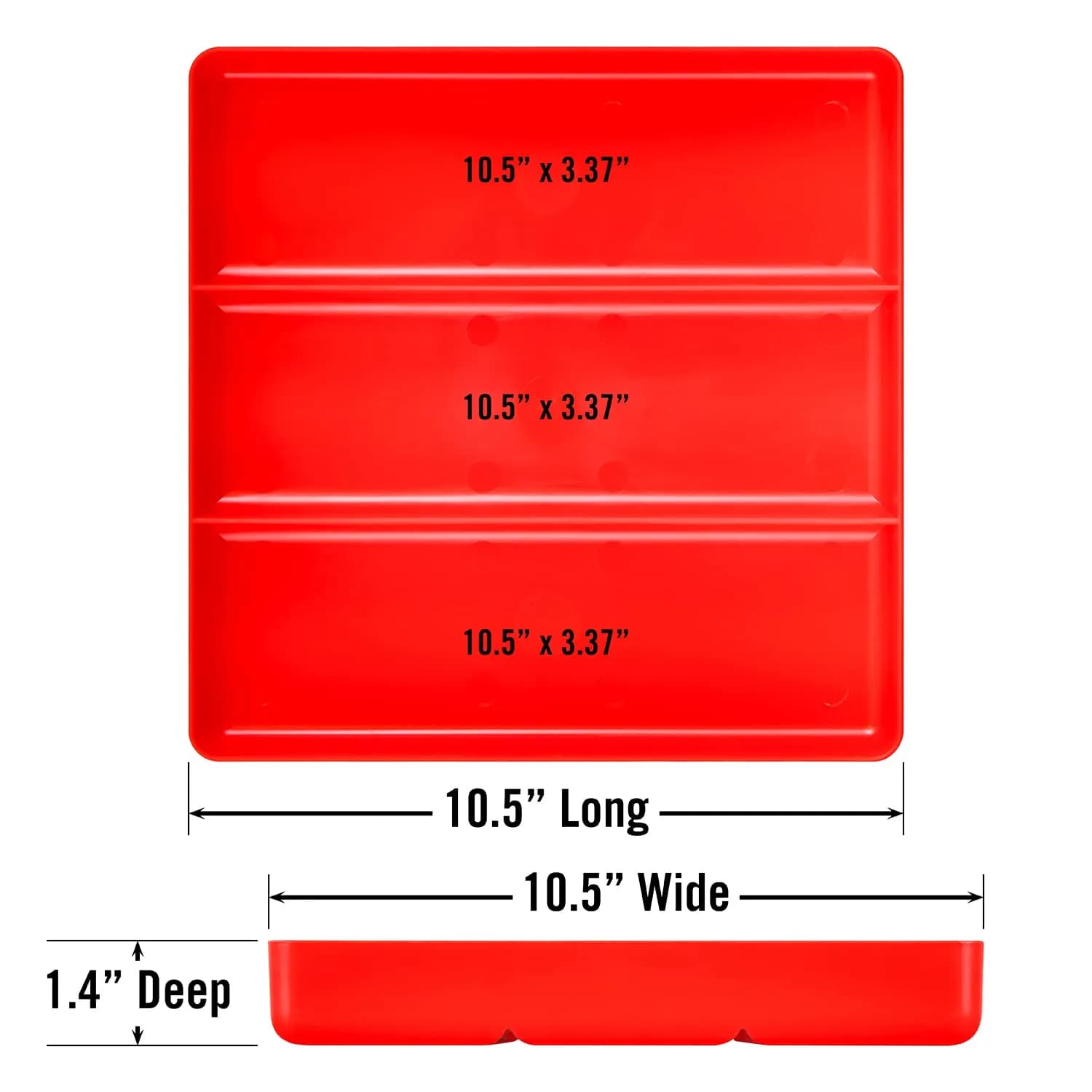 Ernst Manufacturing All Purpose Toolbox and Desk Tray: Stackable Organization Tray with 3 Compartments, 26.7cm x 26.7cm x 3.9cm | Fits Shallow Drawers - view 4