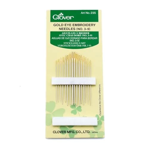 Clover Gold Eye Embroidery Needles Size 3-9 | 16 Pack for Hand Sewing & Ribbon Embroidery thumbnail 1