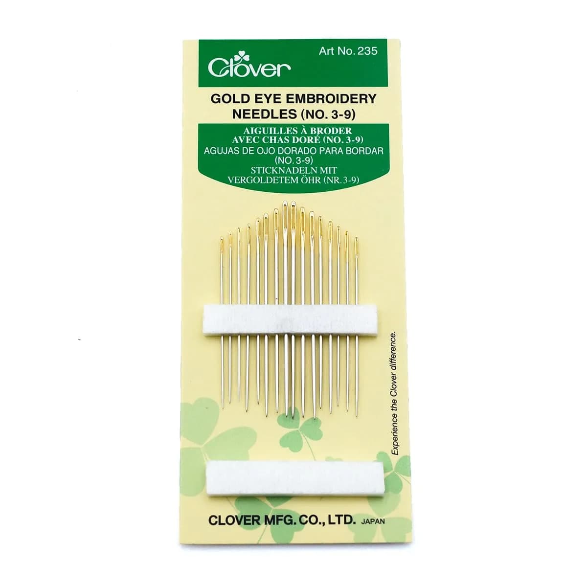 Clover Gold Eye Embroidery Needles Size 3-9 | 16 Pack for Hand Sewing & Ribbon Embroidery - main product image