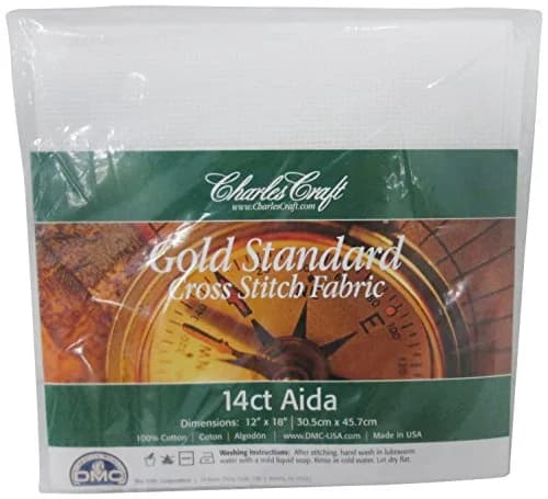 DMC Charles Craft Gold Standard Aida 14 Count 12"X18" | Heavy Cotton Cross-Stitch Fabric (70-120c) thumbnail 1