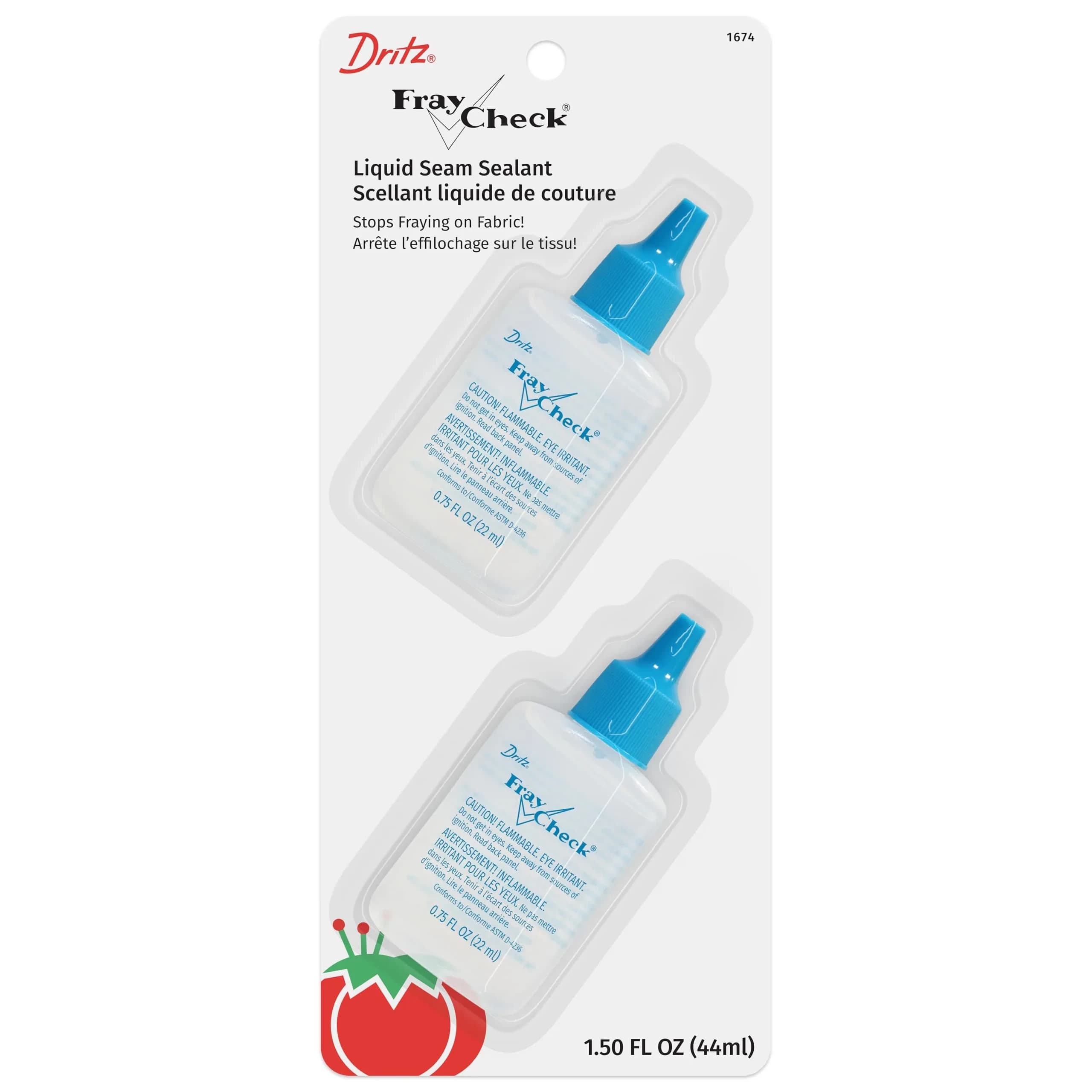 Dritz Fray Check Liquid Seam Sealant 1.5 fl oz (2 x 0.75 fl oz Bottles) | Prevents Fabric Fraying & Secures Threads