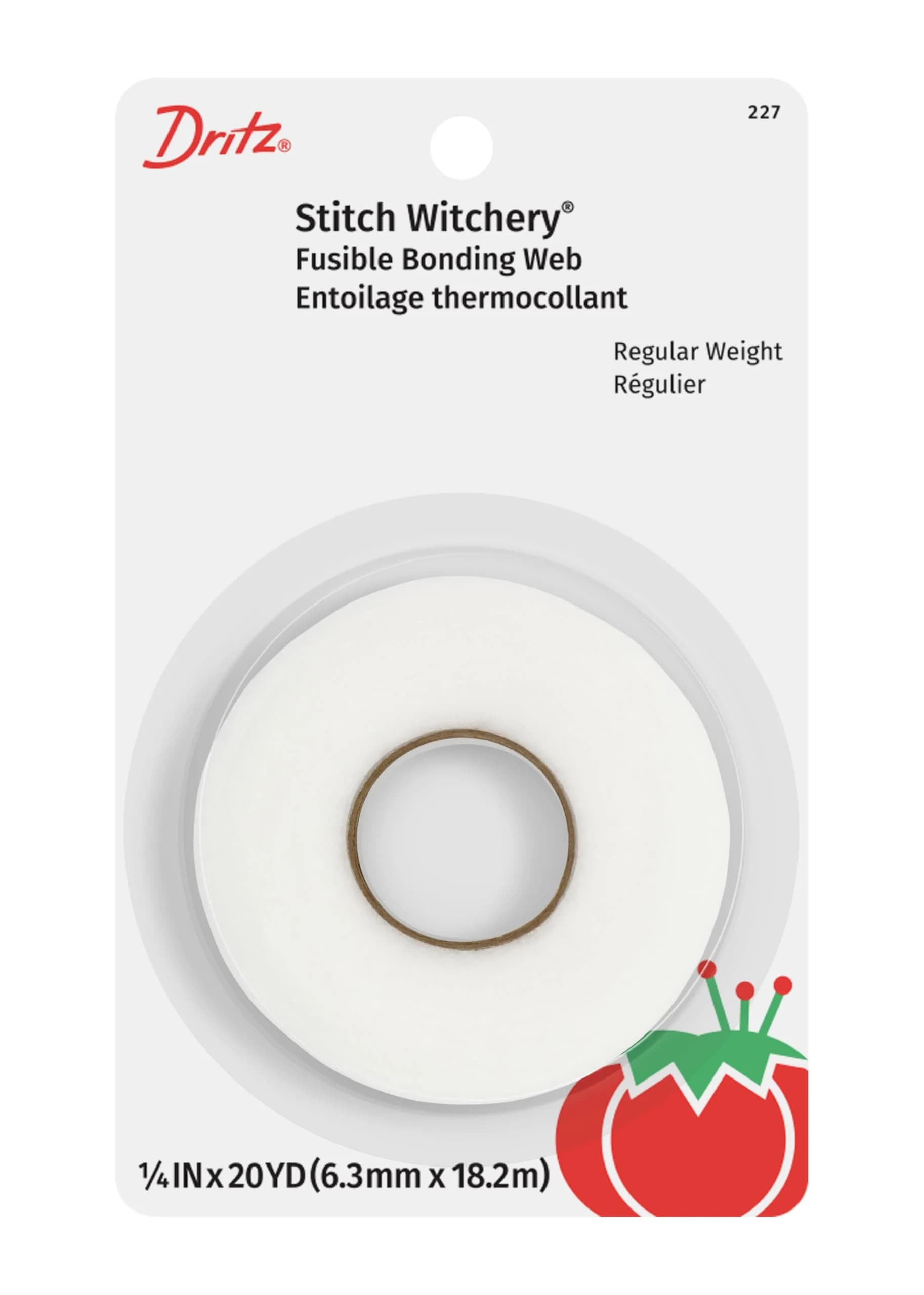 Dritz Stitch Witchery Fusible Bonding Web 1/4 Inch x 20 Yards | No-Sew Fabric Bonding Web for Light Fabrics — White