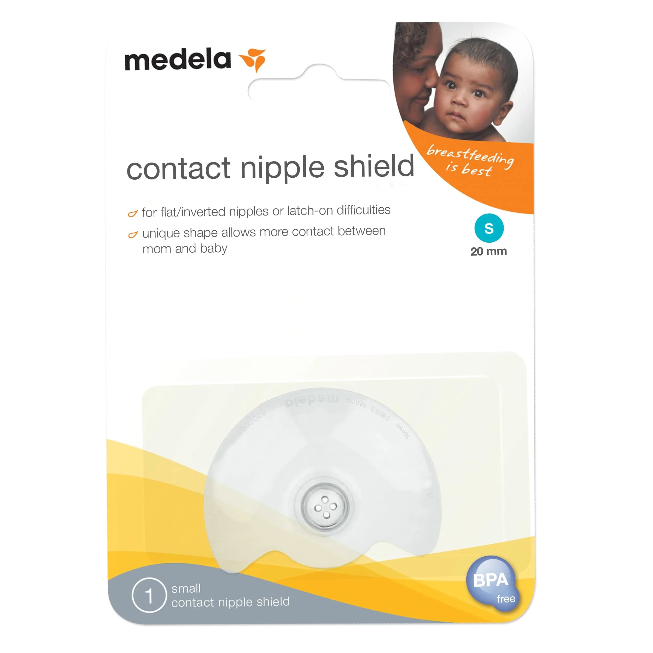Medela Contact Nipple Shield for Breastfeeding | Small Size (20mm) | 1 Ct | BPA-Free Silicone - main product image