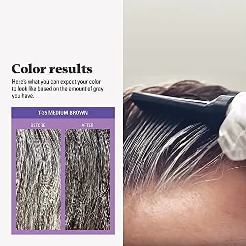 Just for Men Touch of Gray Hair Color, Salt & Pepper Look, Medium Brown T-35 (3 Pack) | Blends Gray Hair for a Natural Look thumbnail 6