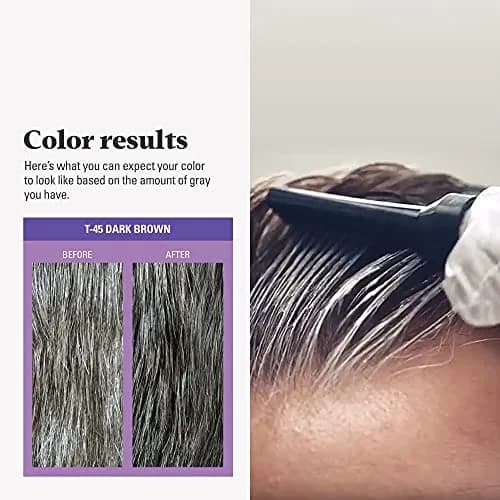 Just for Men Touch of Gray Hair Color T-45 Dark Brown (3 x 0.25 fl oz) | Blends Gray for Salt & Pepper Look thumbnail 6