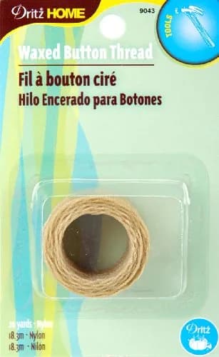 Dritz Home Waxed Button Thread 20 Yards (18.29 m) Natural | Heavy Duty Upholstery & Craft Cord thumbnail 1
