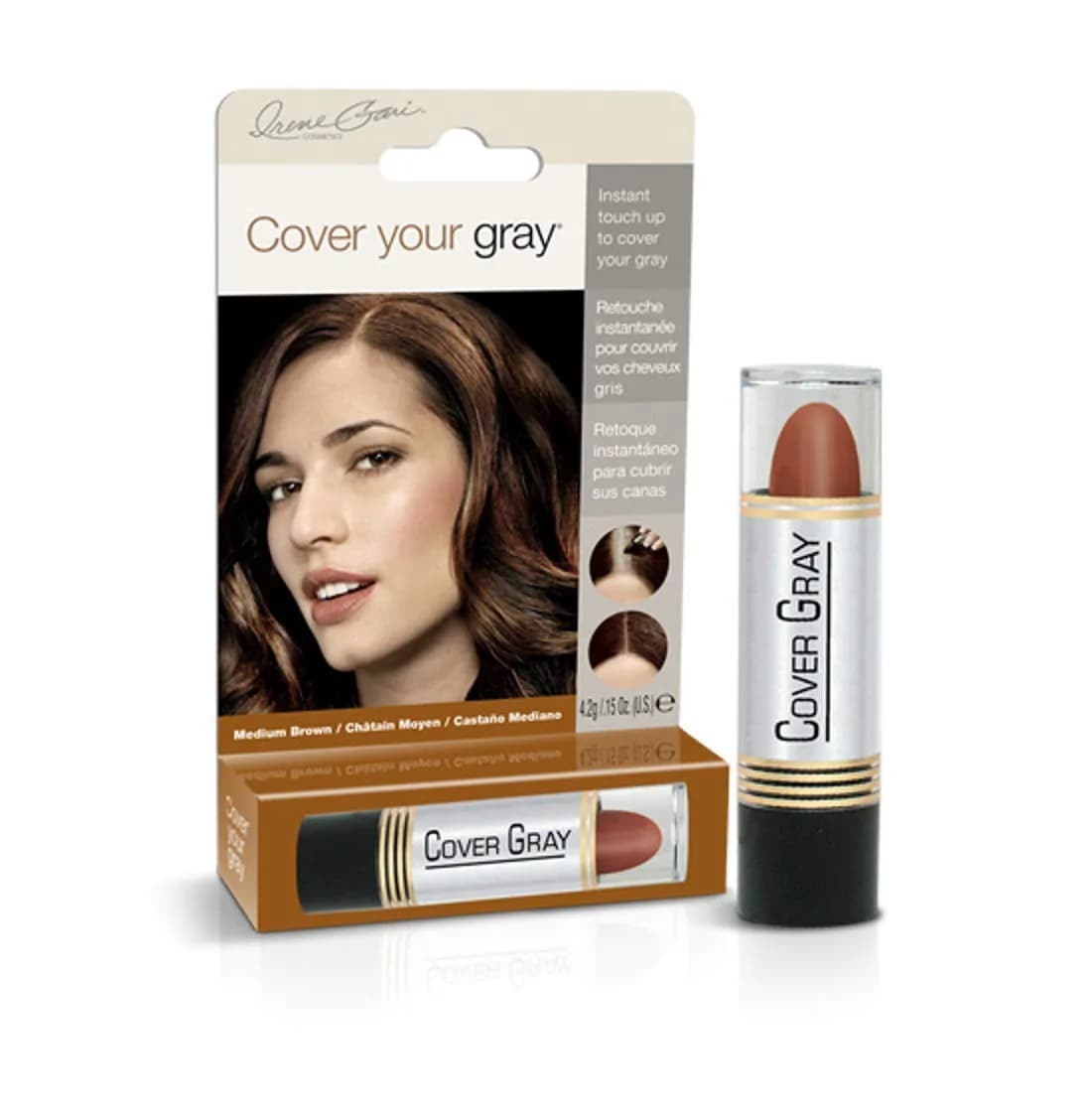 Cover Your Gray Hair Color Touch-Up Stick - Medium Brown (6-Pack) | Instant Gray Coverage, Travel-Friendly — Brown