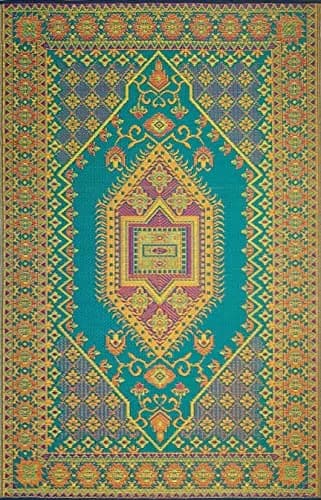 Mad Mats Outdoor Rug 6' x 9' Reversible Plastic Mat Aqua | Fade-Proof, Recycled Plastic, UV Protected thumbnail 1