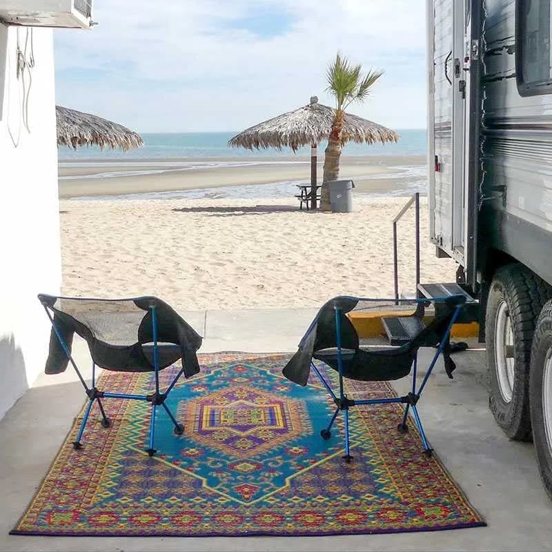 Mad Mats Outdoor Rug 6' x 9' Reversible Plastic Mat Aqua | Fade-Proof, Recycled Plastic, UV Protected thumbnail 10