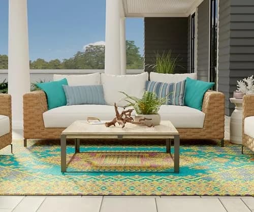 Mad Mats Outdoor Rug 6' x 9' Reversible Plastic Mat Aqua | Fade-Proof, Recycled Plastic, UV Protected thumbnail 3